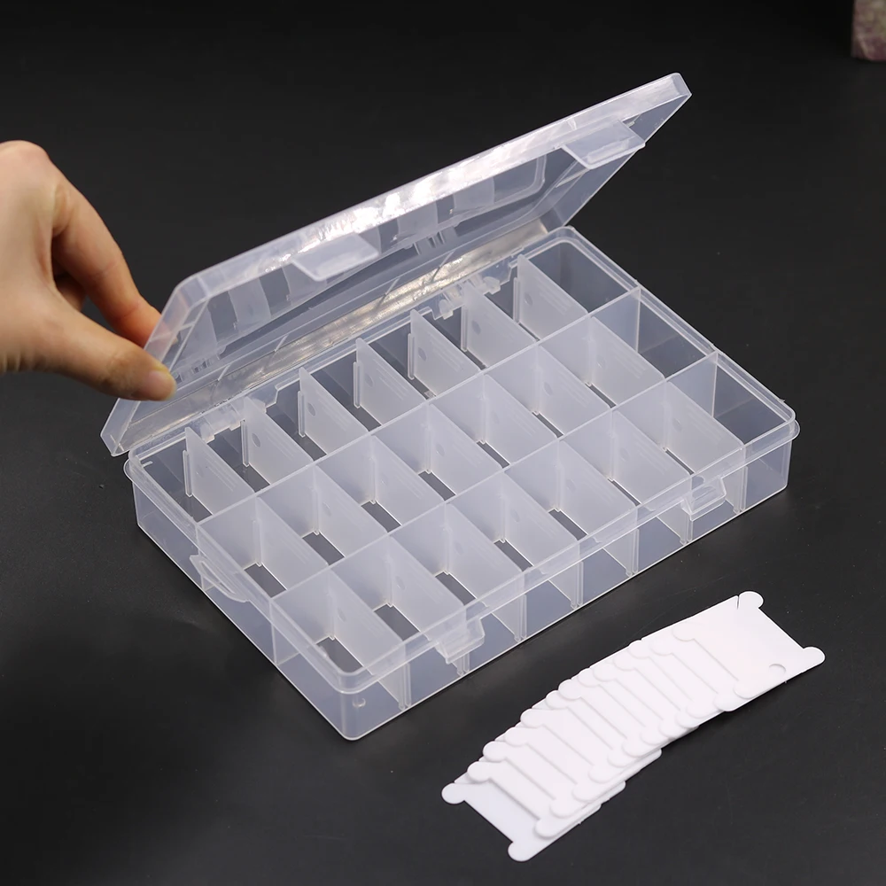 

24 ячейки, пластиковый ящик для хранения вышивки крестиком, шпульки, органайзер для хранения, принадлежности для шитья