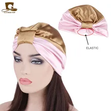 

Fashion Muslim Silky Turban For Hair women Wrap Head Caps lady sleeping hat female Hairloss Chemo India Hat Satin Turbante Mujer