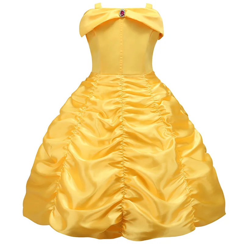 Платье принцессы Белль для девочек; детская одежда для костюмированной вечеринки «Красавица и Чудовище»; парик; костюм на Рождество, день рождения, карнавал, вечеринку - Цвет: Dress