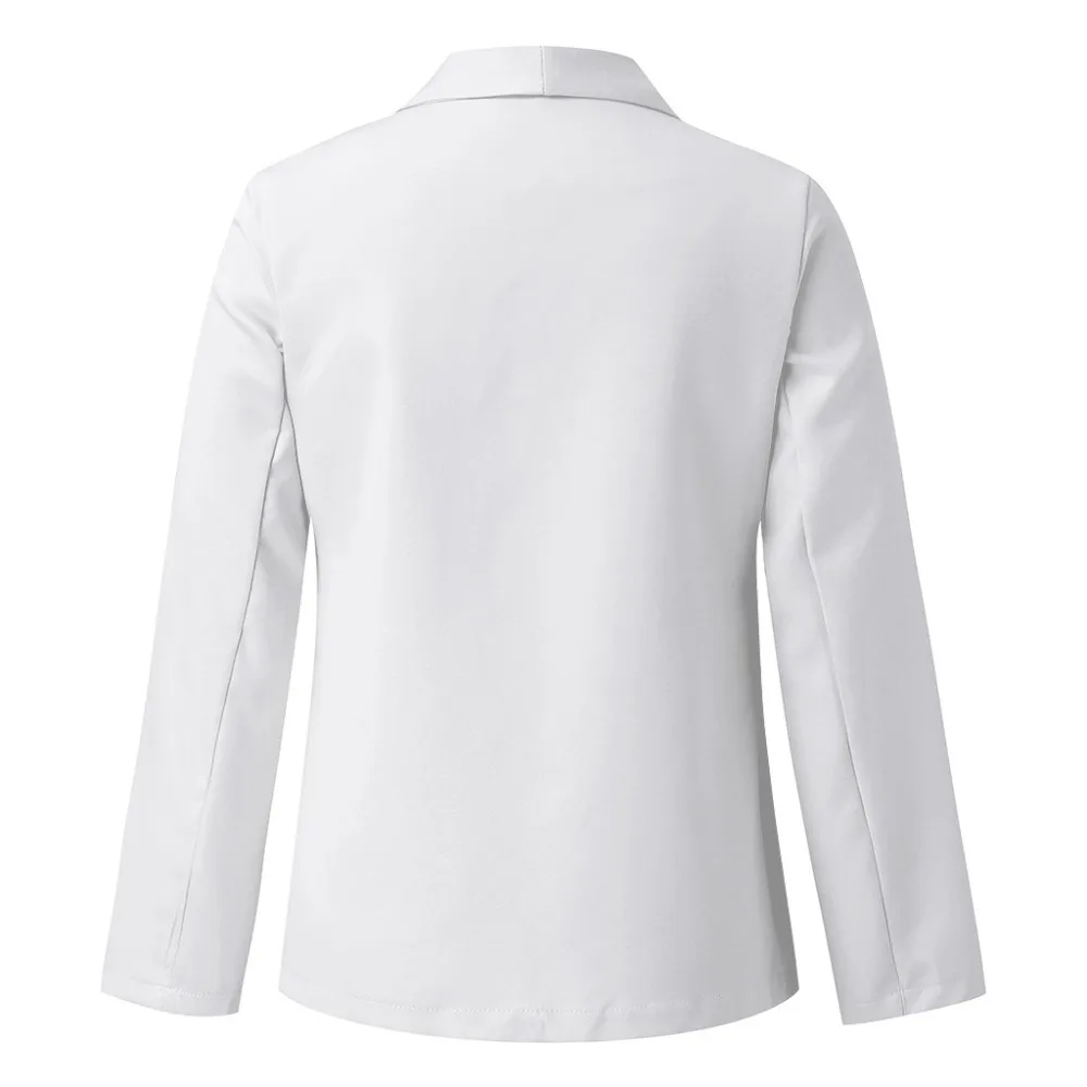 Женский белый блейзер длинный рукав офисная куртка Свободный Топ Повседневный Женский блейзер офисная одежда Пальто Блузка Блейзер Femme#2B07