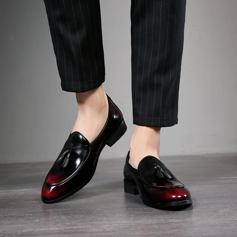 Newest Luxury Handmade Tassel Loafers Plus Size Men Leather Shoes Adult Moccasins Flat Business Social Leather Shoes Men