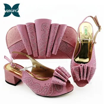 

New Italian design Shoes with Matching Bags Set Decorated with Rhinestone Women Italian African Party Pumps Shoes and Bag Set