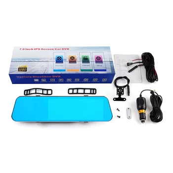 

Car Dash Camera Reversing Video Recorder 7Inch DVR Touch Mirror Camera HD 1080P Dual Lens with Rear View Camera Universal