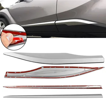 

New 4PC Car Door Side Moulding Trim For Toyota C-HR CHR 2016-2017 ABS Glossy Silver Exterior Upgrades Durable Lightweight