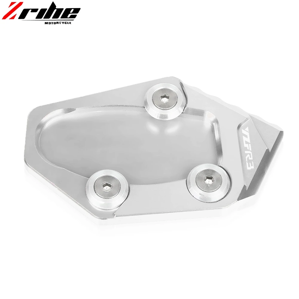 Серебристый Для Yamaha YZF R3 YZF-R3 Мотоцикл CNC алюминиевый удлинитель подставки для ног накладка увеличитель боковой стойки YZF R3 логотип - Цвет: Серебристый