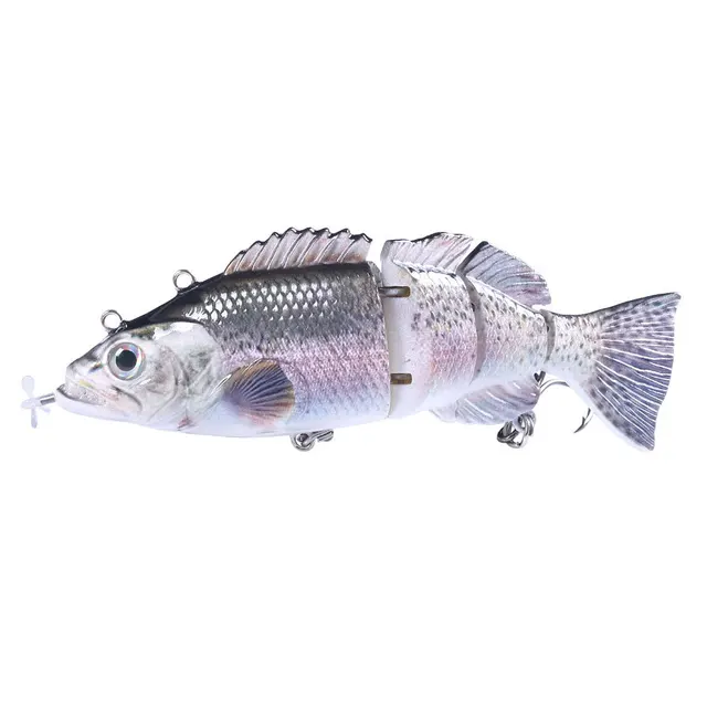 Robotic Fishing Lure USB Electric LED Swimbait 4 Segments Jointed Swimming Wobblers Rechargeable Auto Crankbait Pike Bait Hook Swimming Lure 7