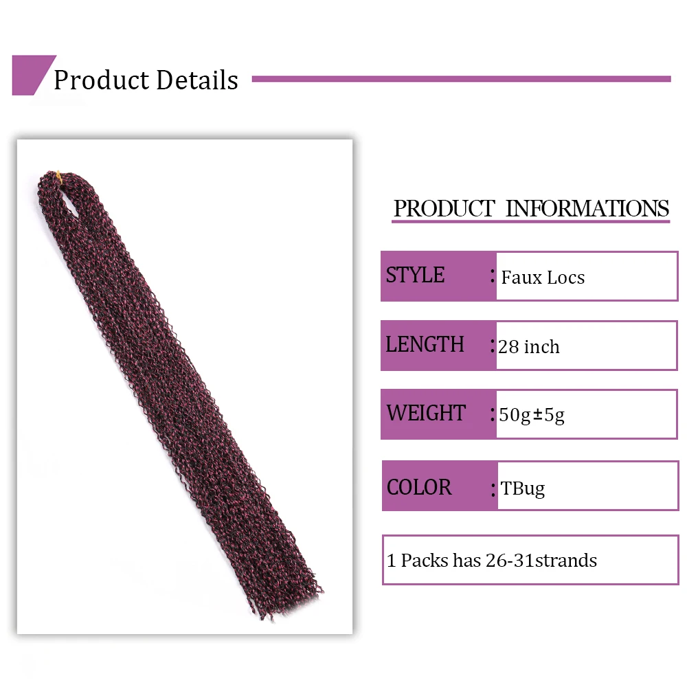 Fashion Long Curly Zizi Braids Crochet Box Braids Colored Synthetic Braiding Hair Extensions Blue Gray Brown Blonde Crochet Hair 4