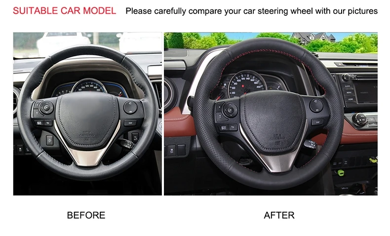 Черный чехол рулевого колеса автомобиля из искусственной кожи для Toyota RAV4 2013- Corolla- Auris 2013- Scion iM