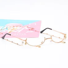 Милые женские очки ручной работы с полурамкой и металлическим украшением, сверло из драгоценного металла на цепи, модные ретро подвесные Линзы для очков Oculos De Gafas