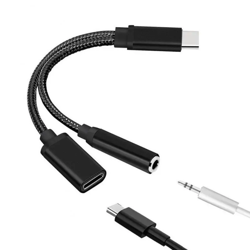 2 in 1 USB Type C OTG To 3.5mm Aux Jack Adapter To Charging Data