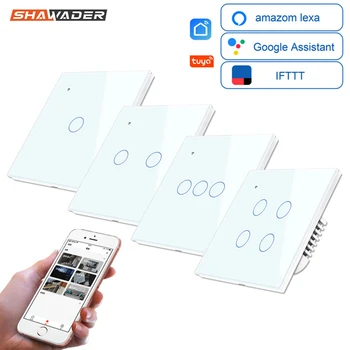 

Wifi Smart Light Switch Wall Glass Screen Interruptor Touch Panel Voice Control Wireless work for Alexa Google Home 1/2/3/4-Gang