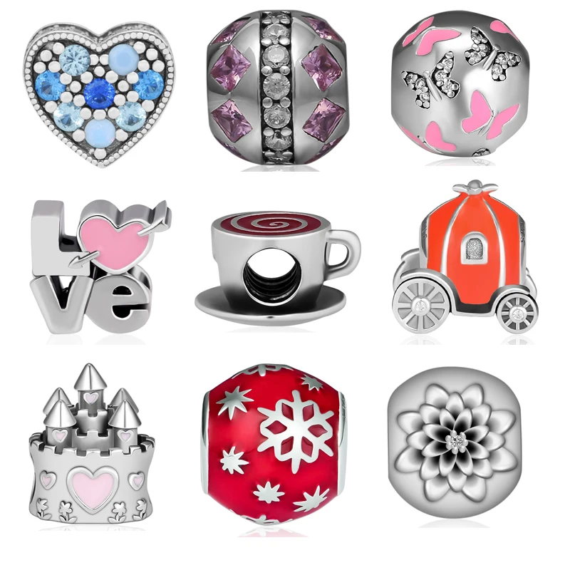 

Beads 100% 925 Sterling Silver Butterfly Wintry Delight Dazzling Daisies Beauty Castle Granada Delicious Coffee Love Orbit Charm