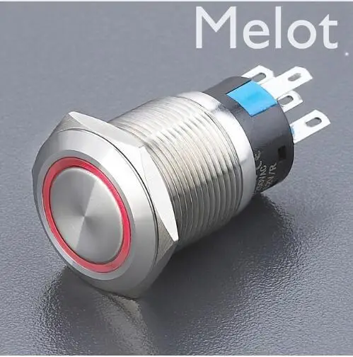 

20 Pieces 19mm latching or Momentary type ring illuminated LED metal pushbutton switch 19mm 1NO1NC