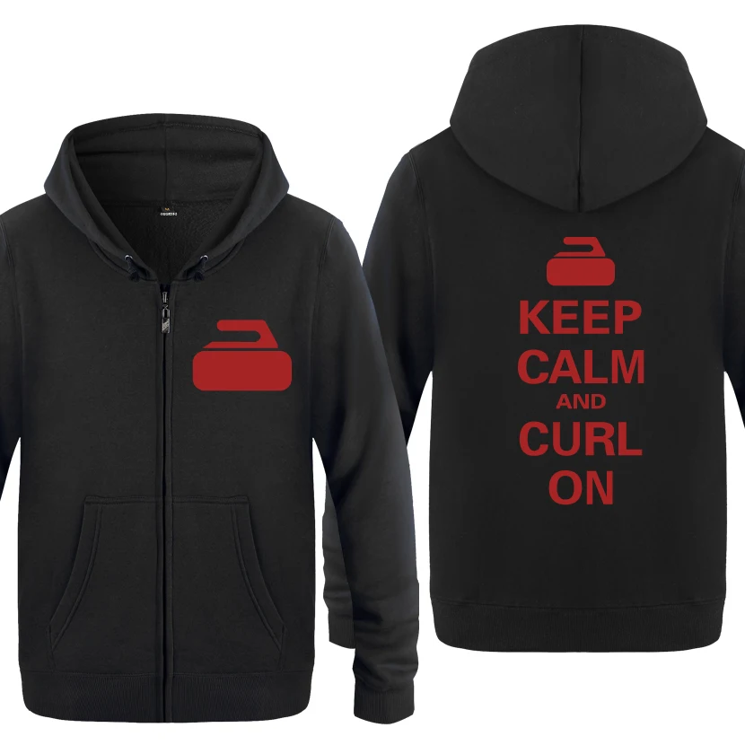 HEY HOT Keep Calm and Curl On Curling креативные толстовки мужские мужские флисовые кардиганы на молнии толстовки с капюшоном - Цвет: HEY HOT