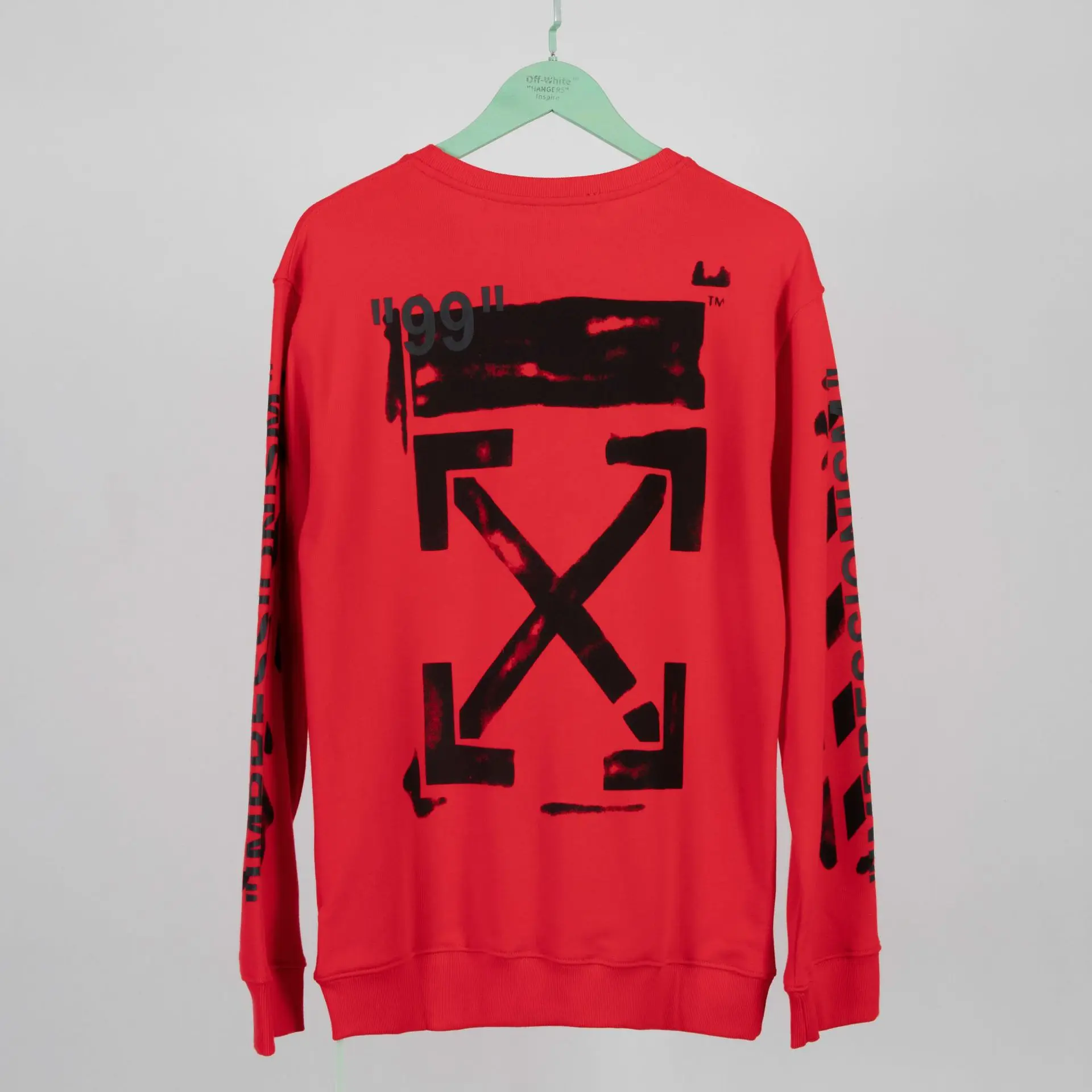 OFF-WHITE OW Весна и лето 99 лет краска пара мужская хлопковая толстовка с круглым вырезом