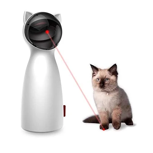 Автоматическая Лазерная Игрушка для кошек, собак, лазер для питомцев, для кошек, зарядка через usb или AA, работающая от батареек, Интерактивная игрушка для кошек с 5 вращающимися режимами - Цвет: White