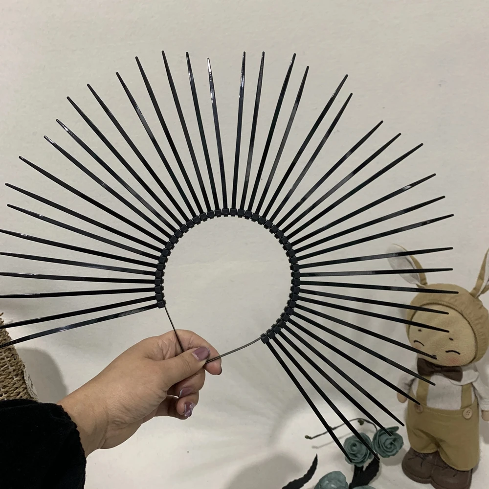 Gold Sunburst Halo Crown Goddess Headband Women Photo Shoot Studio Accessories Young Girl Photography Props Hair Festival Party