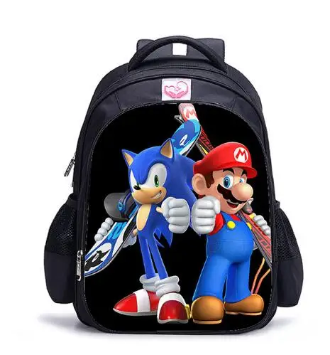 photo color 16 дюймов Mario Sonic Boom Hedgehogs детские школьные сумки ортопедический рюкзак детский школьный рюкзак для мальчиков Mochila Infantil сумки с рисунком - Цвет: photo color
