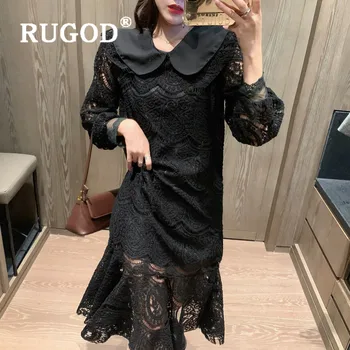 

RUGOD temperament mermaid dress women fashion sweet perter pan collar long sleeve lace dress party dresses vestidos 2020 spring