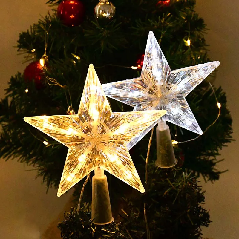 LED Christmas Tree Star Topper Decorations 24/18cm Light Glowing Fairy Light with Battery Box christmas tree decoration,christmas star decoration