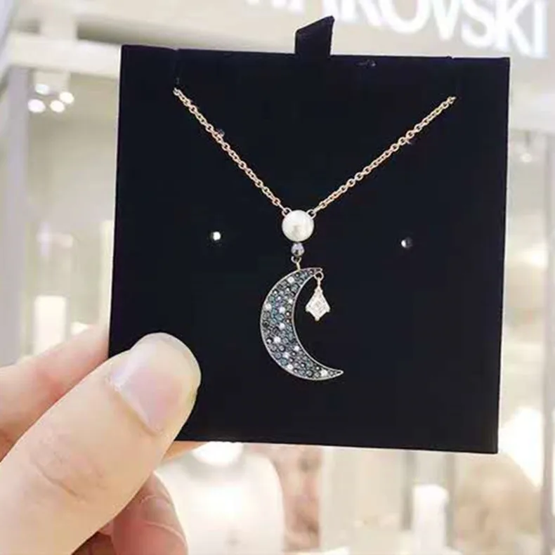 В европейском и американском стиле, лидер продаж кристалл Swarovski элемент 19 стиль жемчуг луна и звезды ожерелье, звезда, луна колье Для женщин