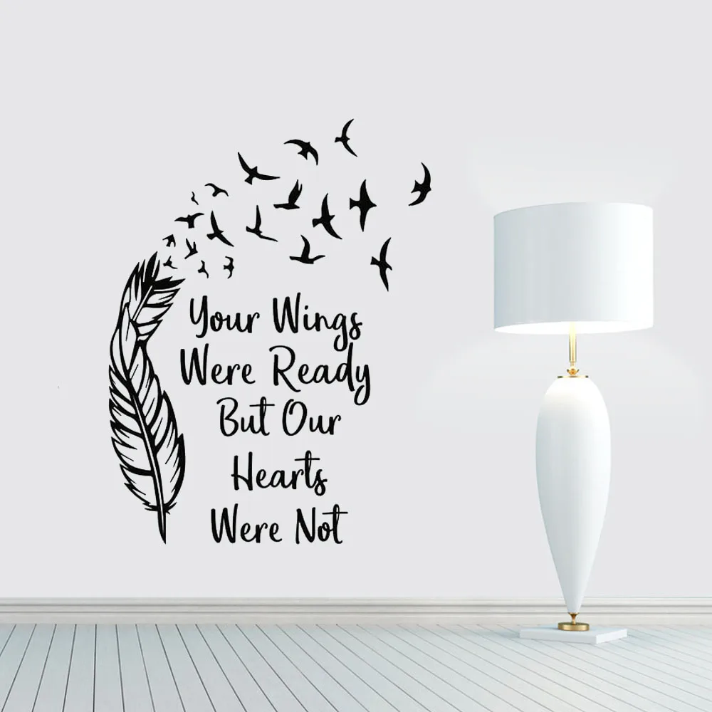 

Personality slogan abstract feather with flying bird vinyl wall stickers home living room bedroom art creative sticker