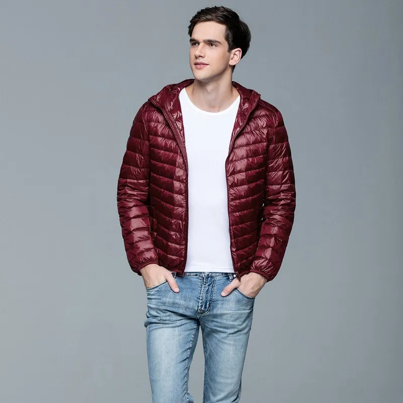 Autumn And Winter The New Super Light Thin Section Men's Down Jacket Brief Paragraph Big Yards Leisure Hooded Down Jacket