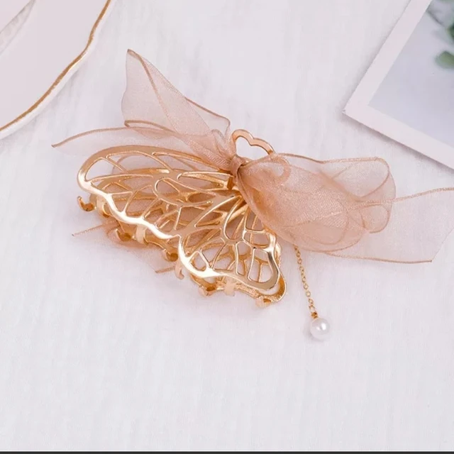 Bilandi 2021 New Metal Hair Claw Clips With Chain Tassel Glass Beads Butterfly Bow Dangle Hair Clips  For Women Hair Accessories hairpin-No 29