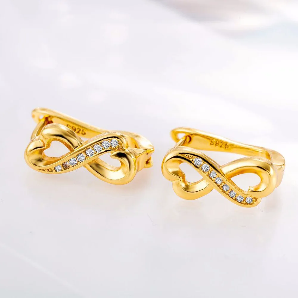 Delicate Charm Cute Letter Number 8 Shape Gold Silver Rose Stud Earrings Luxury CZ For Women Girl Party Factory Lower Price | Украшения и