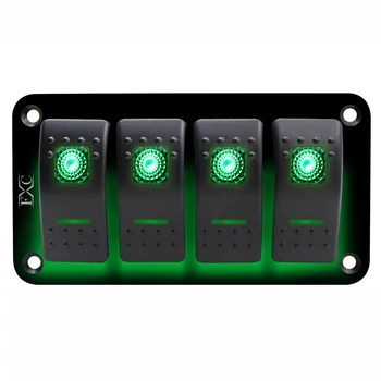 

12V-24V 4 Gang green Rocker Switch Panel Circuit Breaker Boat Marine Waterproof