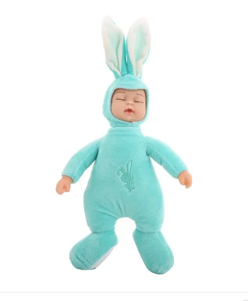 Успокаивающая сопутствующая Детская кукла Кролик Игрушка имитация сна кукла подарок на день рождения Детская плюшевая игрушка силиконовая реборн игрушка для малышей - Цвет: green