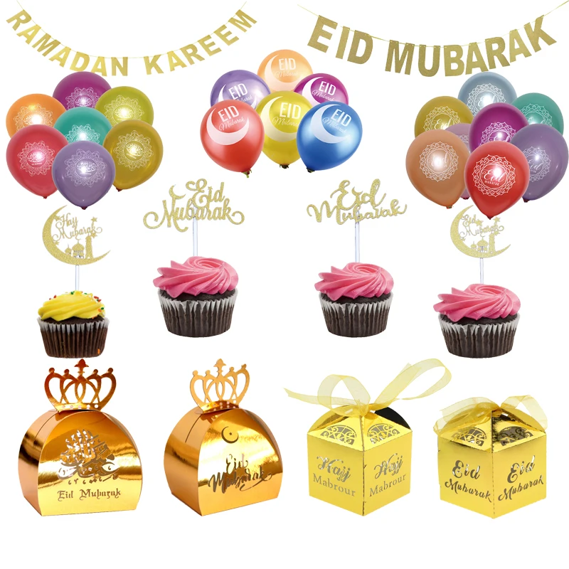 EID MUBARAK Kareem украшения на Рамадан воздушные Шары Баннер коробка конфет капкейк
