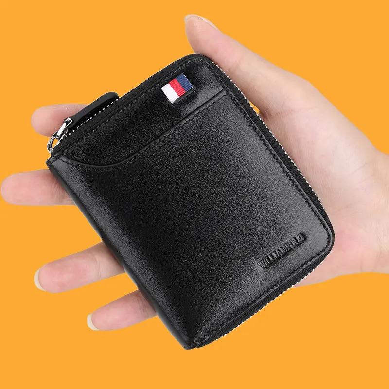 Мужской кошелек simpolo короткий из натуральной кожи на молнии с отделением для