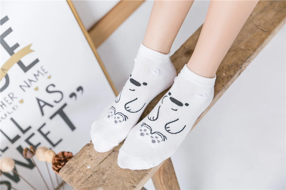 Ins стиль забавные животные узорные женские короткие носки мультфильм Ulzzang Хлопок лодыжки дышащие женские Harajuku Cool Sox