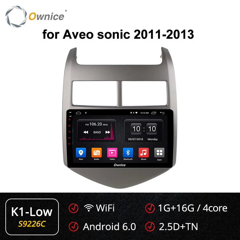 Ownice K1 K2 K3 Octa 8 Core Android 9,0 автомобильный dvd-плеер для CHEVROLET Aveo Sonic 2011-2013 автомобильный аудио; стерео; GPS navi 4G SIM