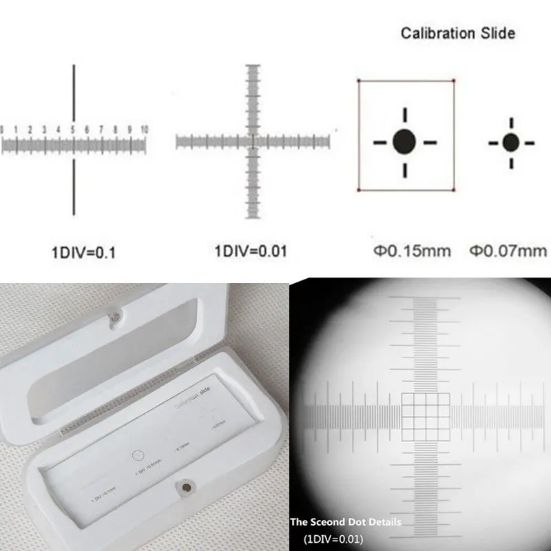 

Cross Dot 0.01MM Microscope Stage Micrometer Calibration Slide With 4 measurement Scales for Stereo/Biological Microscope