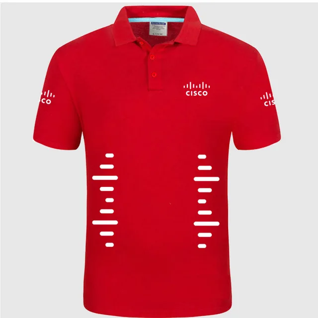 Летняя Высококачественная брендовая рубашка поло с логотипом CISCO, модная повседневная Однотонная рубашка поло с коротким рукавом, рубашки унисекс s - Цвет: 1