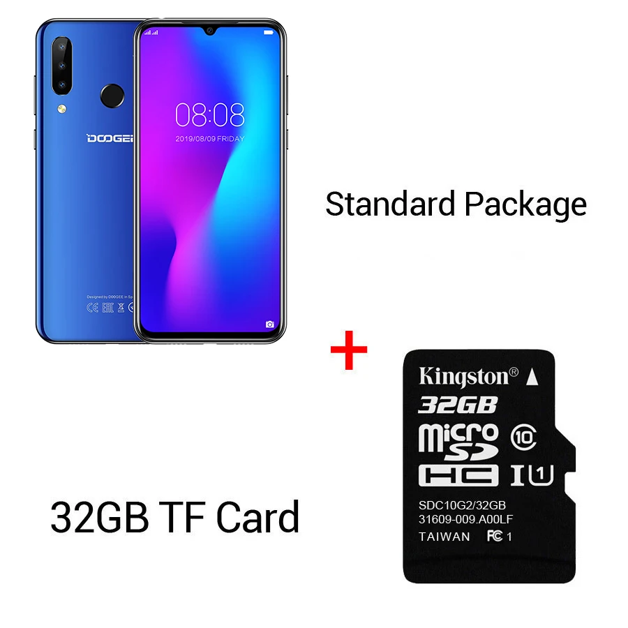 Blue N 32GB Card DOOGEE N20, новинка, смартфон, 6,3 дюймов, FHD+ дисплей, 4350 мАч, 4 Гб+ 64 ГБ, четыре ядра, 10 Вт, зарядка, отпечаток пальца, 16 МП, тройная задняя камера - Цвет: Blue N 32GB Card