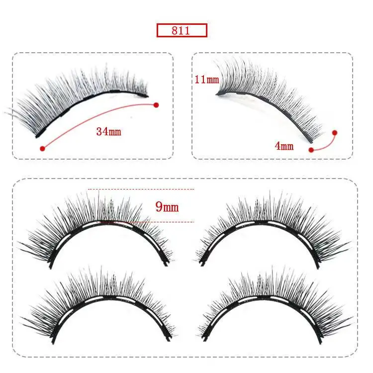 Блеск-сказка 3D магнитные ресницы натуральный вид Накладные магнитные ресницы синтетические волокна магнитные накладные ресницы Магнитный комплект подводки для глаз - Цвет: Magnetic Lash 811