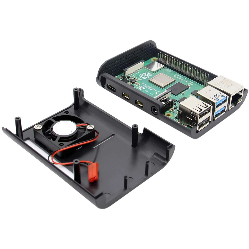 Raspberry Pi 4 Чехол, Raspberry Pi 4 Модель B защитный чехол ABS с охлаждающим вентилятором+ алюминиевые радиаторы для Raspberry Pi 4B