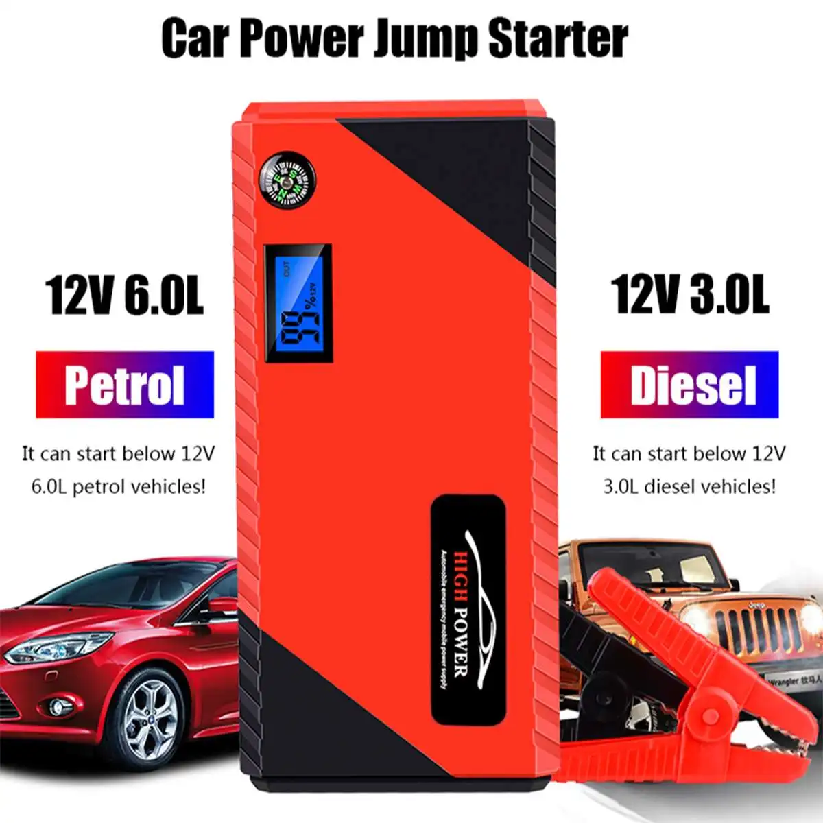 99800mAh Цифровая Дисплей высокое Мощность автомобиль скачок стартер 12V USB пусковое устройство Мощность автомобиля банка Зарядное устройство для автомобиля Батарея усилитель