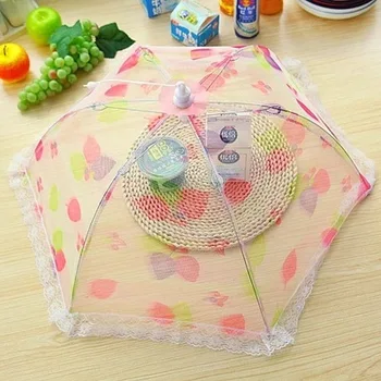 

Anti Fly Mosquito Food Covers Tools Kitchen Gadgets Dining Table Accessories Folding Umbrella Lace Yarn Cover Cooking Tools 1 pc