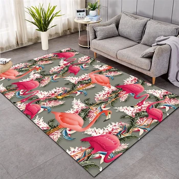 

Fashion Flamingo Tropical Leaf Leaves 3D Printed Carpet Bedroom Large Area Rug Non-slip For Living Room Home