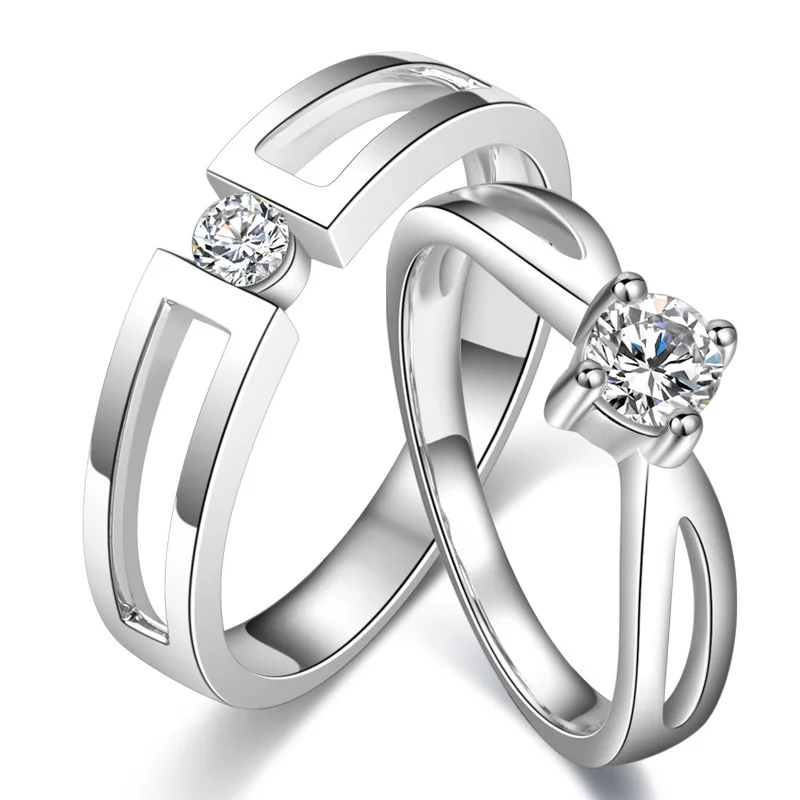 Любовь 0,30+ 0.10ct кольцо с бриллиантами 18K белое золото ручной работы обручальные кольца пара набор из настоящего золота обручальное кольцо