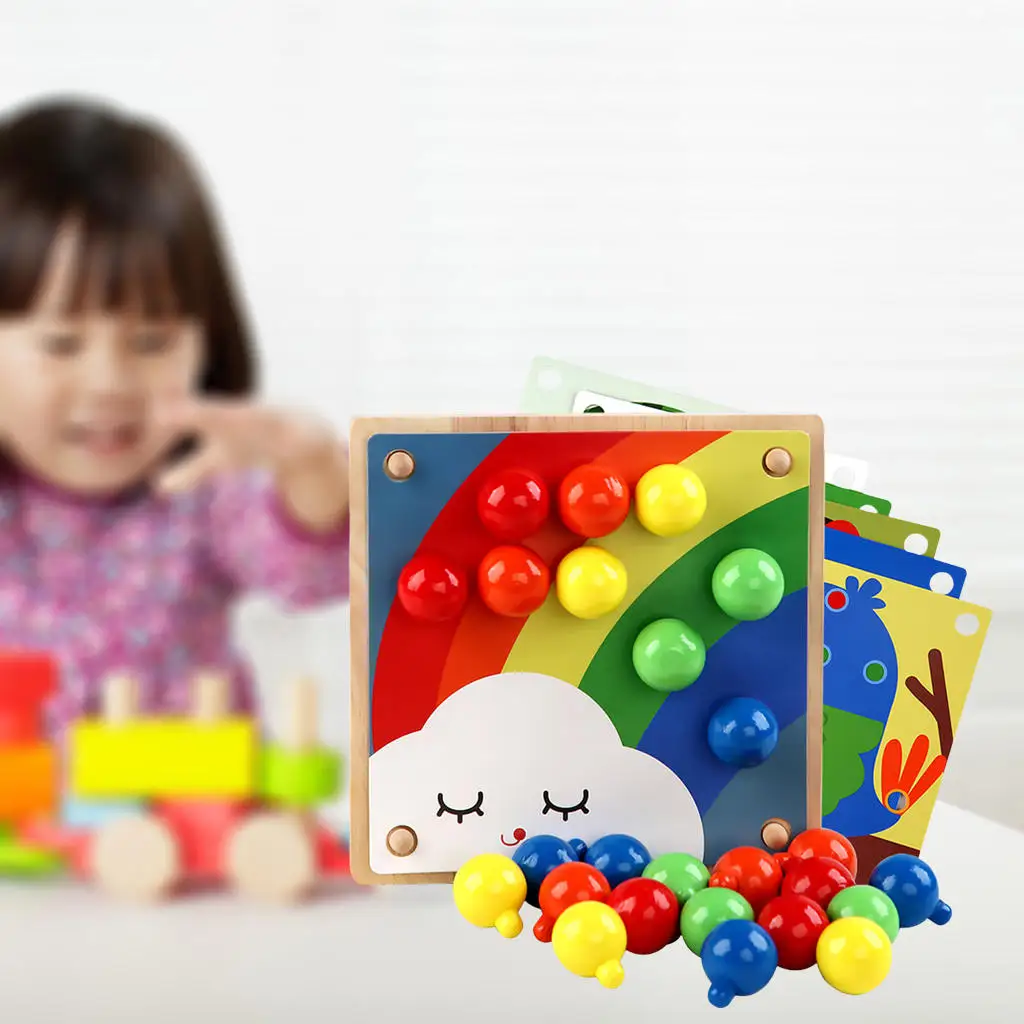 Wooden Mushroom Nail Mosaic Pegging Board Educational Toys Creative Gifts Peg Puzzle Buttons Art for Age Over 3 Years Old Baby 5