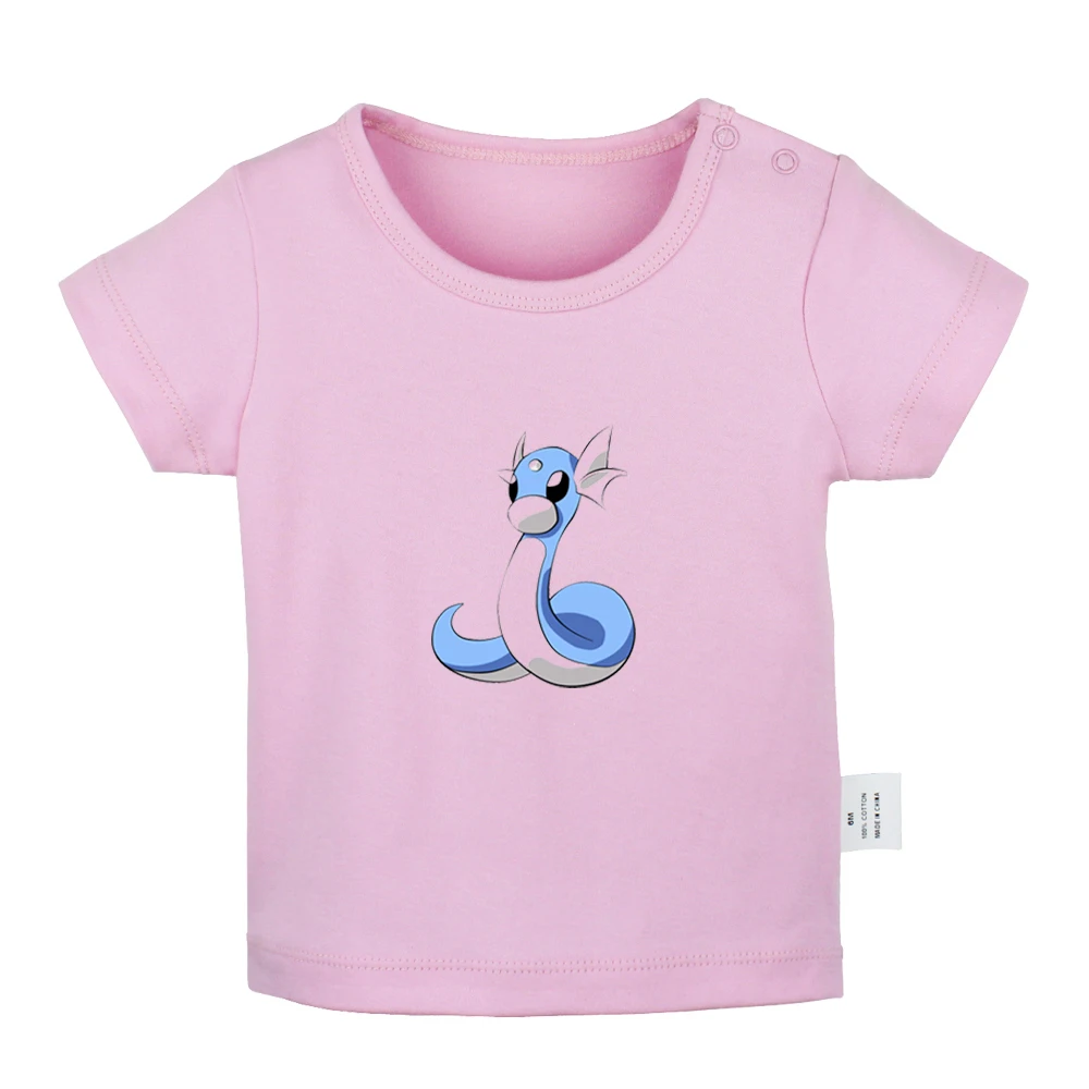 Футболки для новорожденных с рисунком Pokemon Dratini Gyarados Lapras Poliwag однотонные футболки