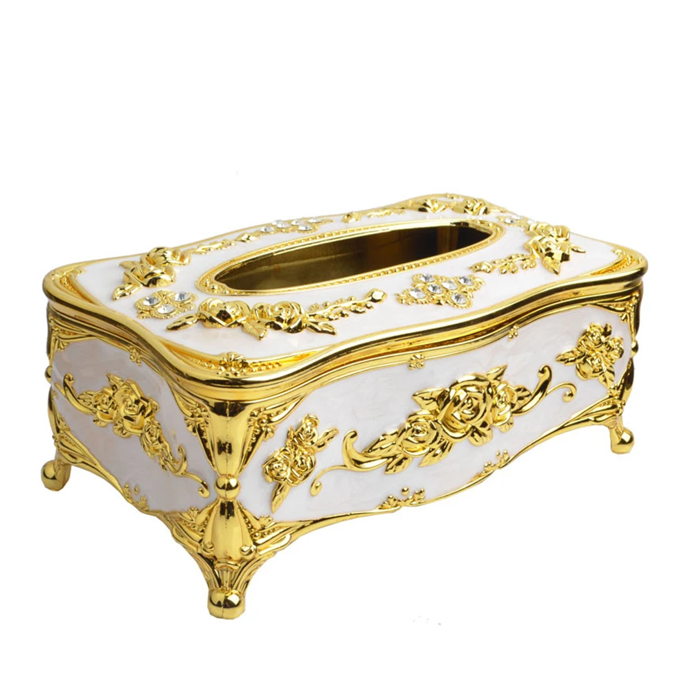 Gold White Европейский стиль держатель чехол для салфеток офисная элегантная коробка для салфеток гостиная покрытие для хранения рабочего стола роскошный отель домашний декор - Цвет: Gold White