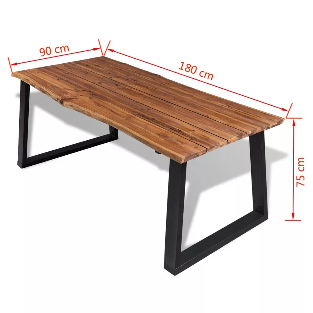 

New Dining Table Furniture VidaXL Solid Acacia Wood Dining Table Set Cool Industrial Modern Dinning Table Set 180x90cm