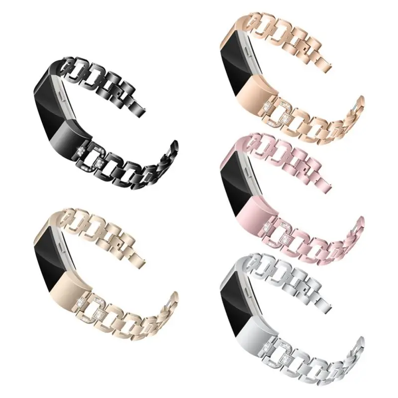 

Watch Bands Compatible For Fit it Charge 2 Adjustable Metal Replacement Bracelet With Rhinestone Stainless Steel Metal Watch Ban
