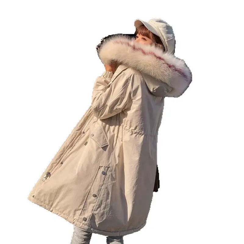 

Europe And America 2019 Autumn And Winter Cotton Coat Women's Korean-style Long Lambs Wool Loose-Fit Cotton-padded Clothes Waist